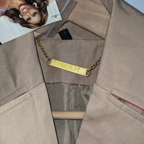 NWT IMAN Vintage Colorblock Tan And Coral Trenchcoat Size XS - Picture 9 of 11